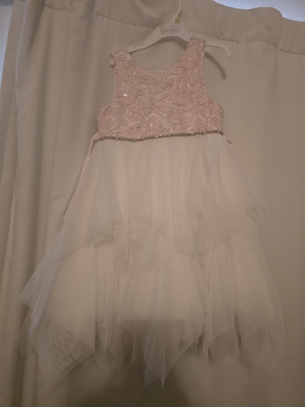 Pink and White Layered Tulle Flower Girl Dress